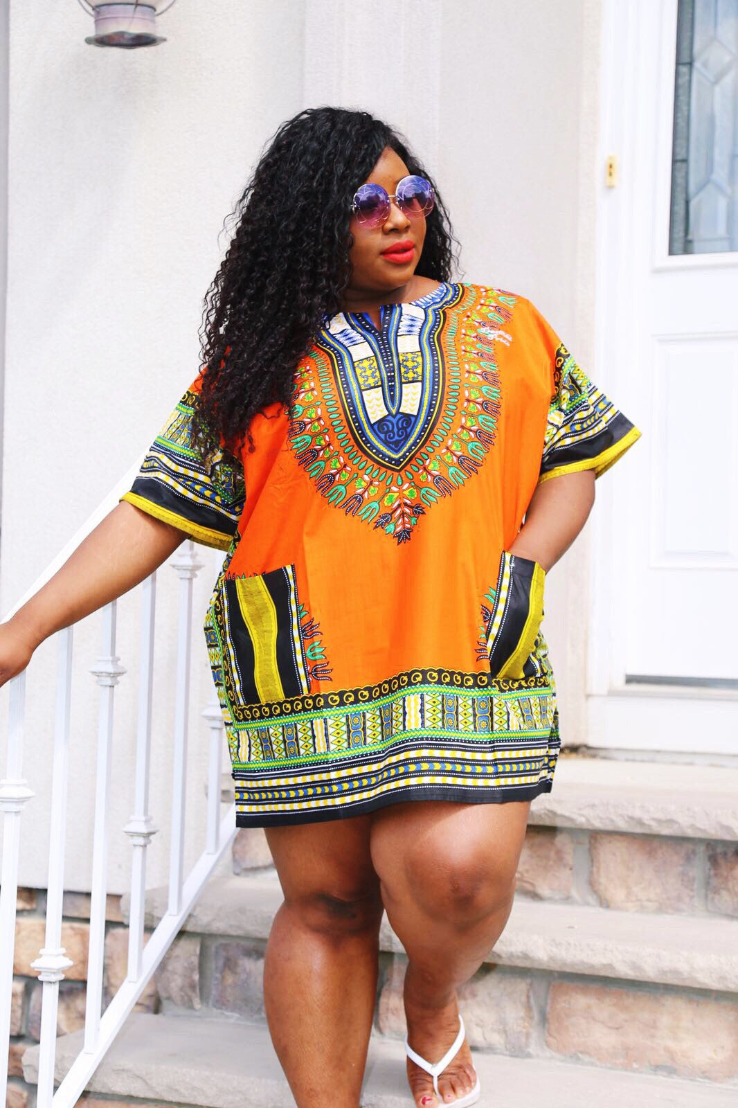 Orange Plus size dashiki (unisex)"