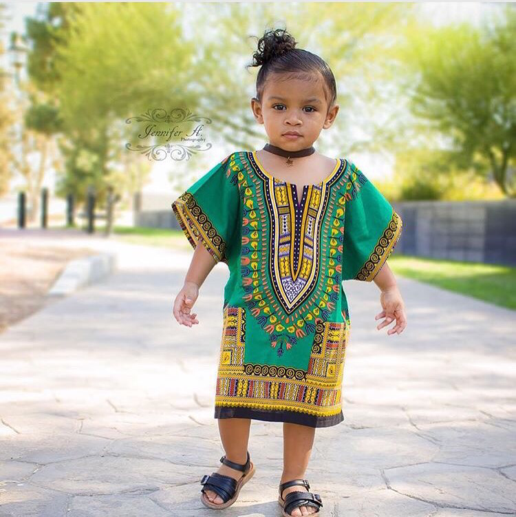 Green kids dashiki