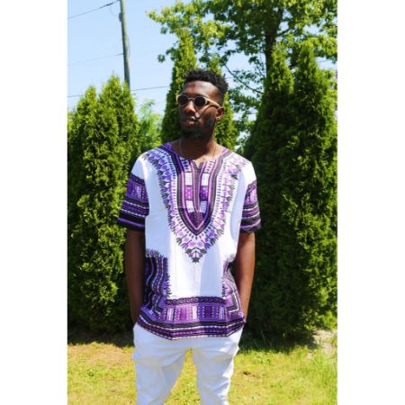 White and Purple Unisex Dashiki" (UNISEX)