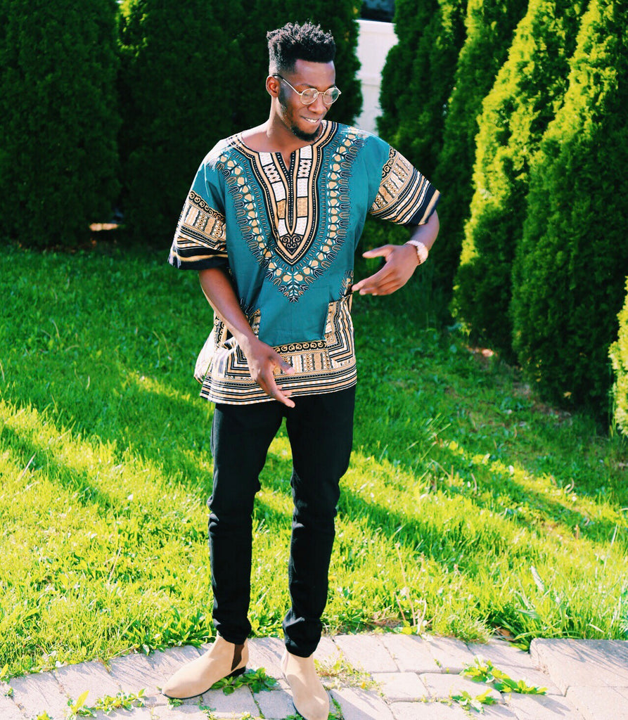 Olive and Brown unisex dashiki" (UNISEX)