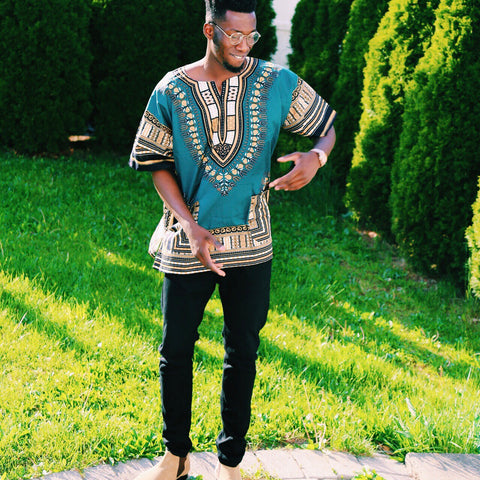 Olive and Brown unisex dashiki" (UNISEX)