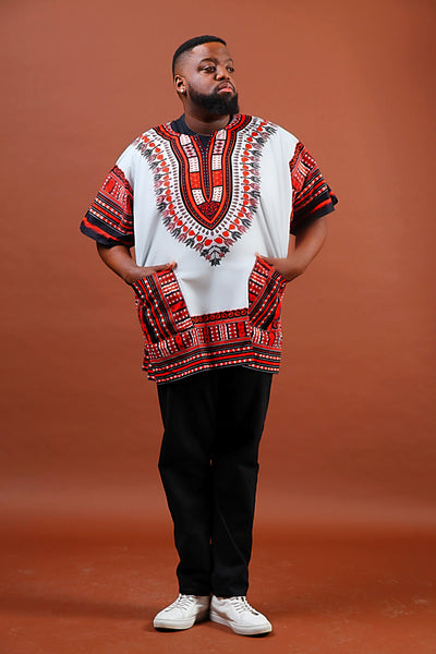 Red and white dashiki plus size