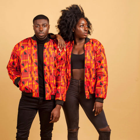 Kente Flames bomber jacket