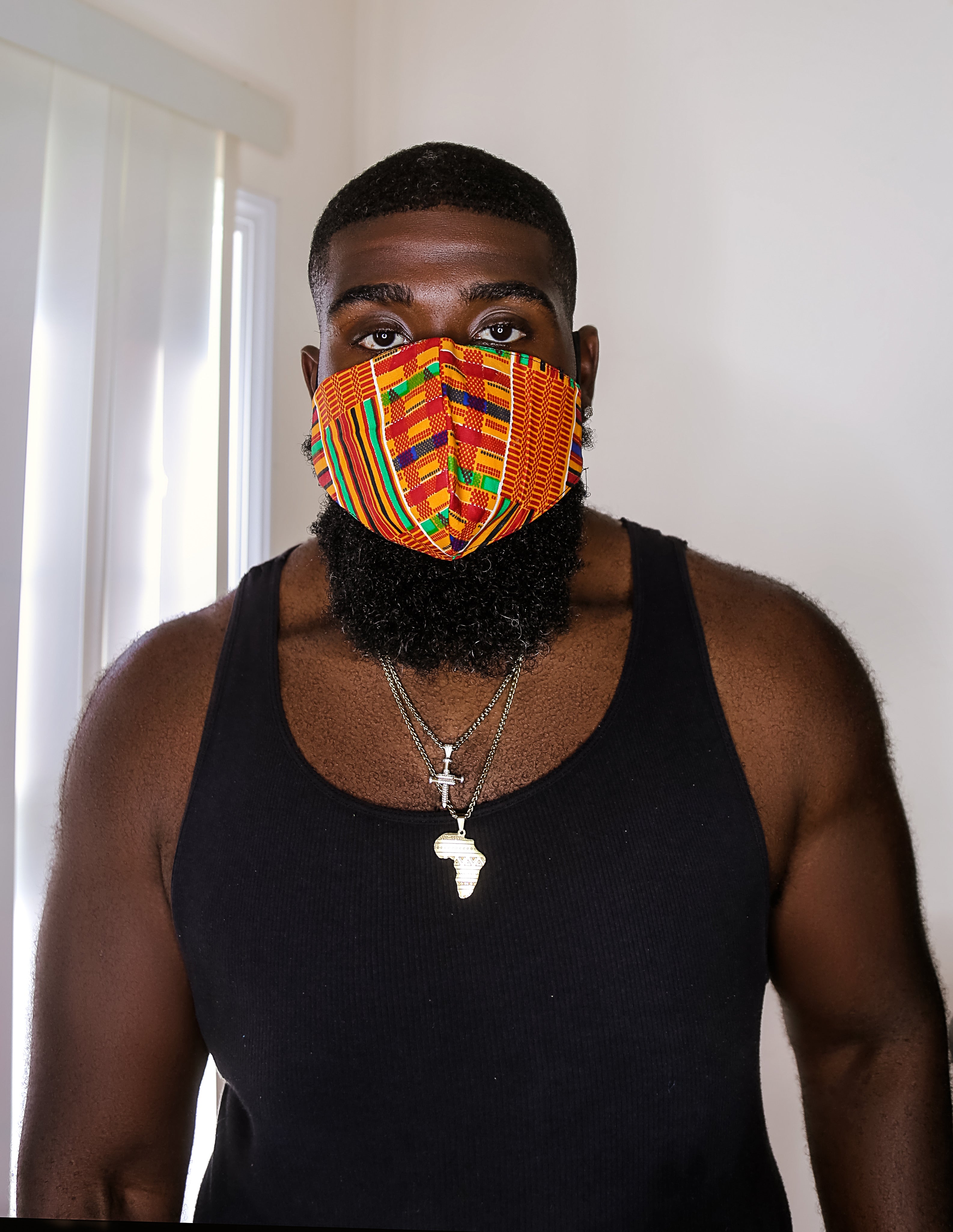 Kente kube mask (no filter/filter pocket)