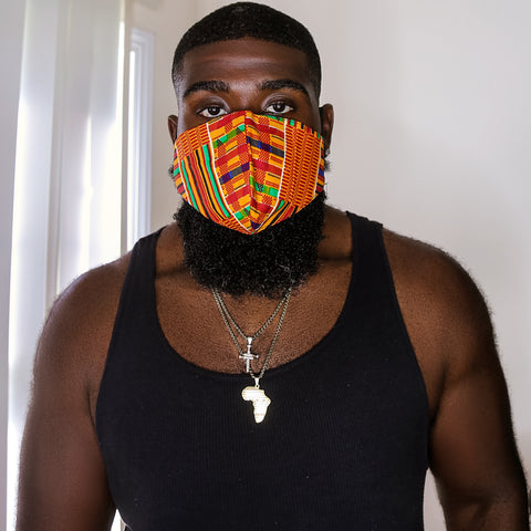 Kente kube mask (no filter/filter pocket)