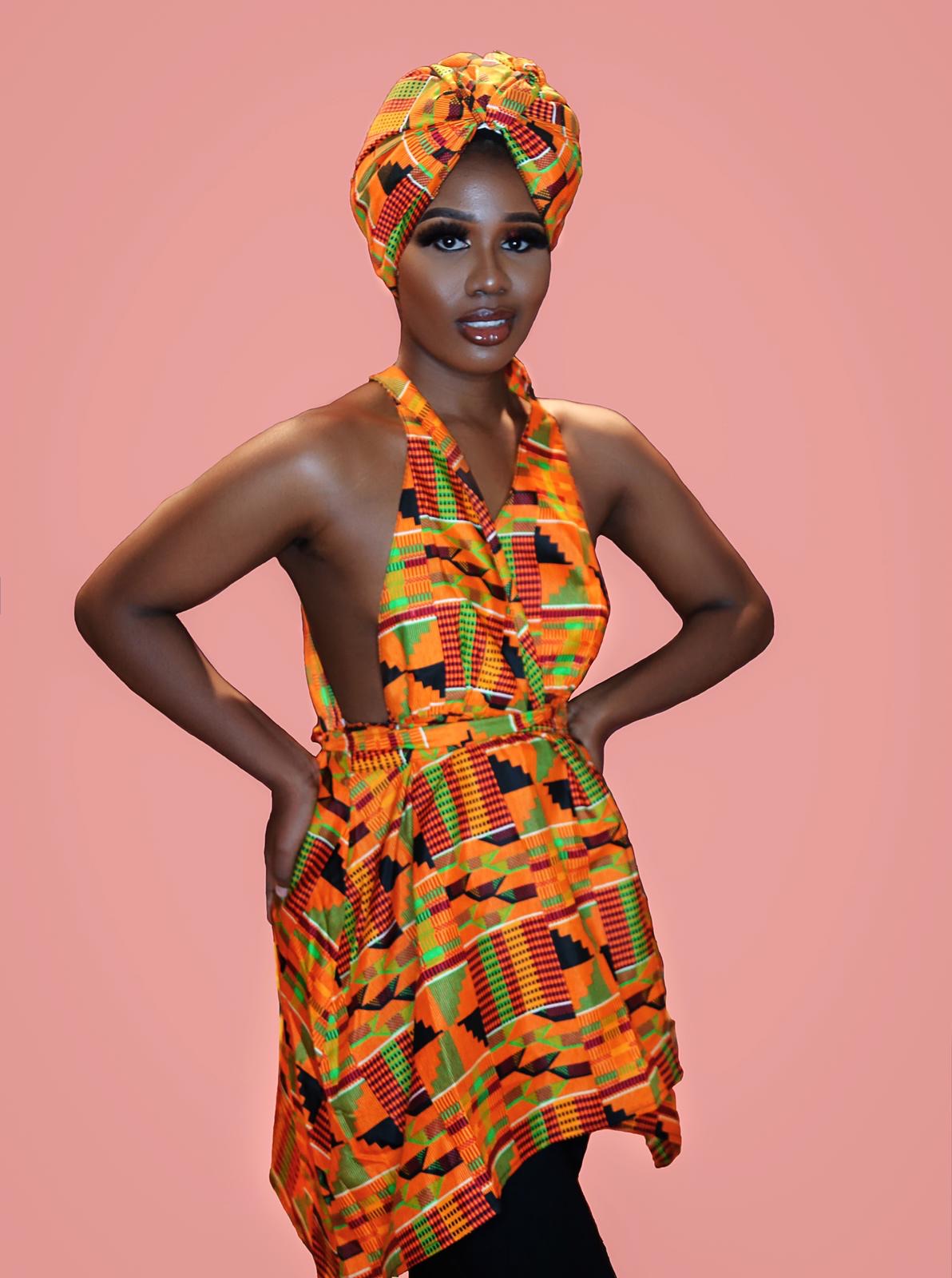 Kente Rew top and scarf